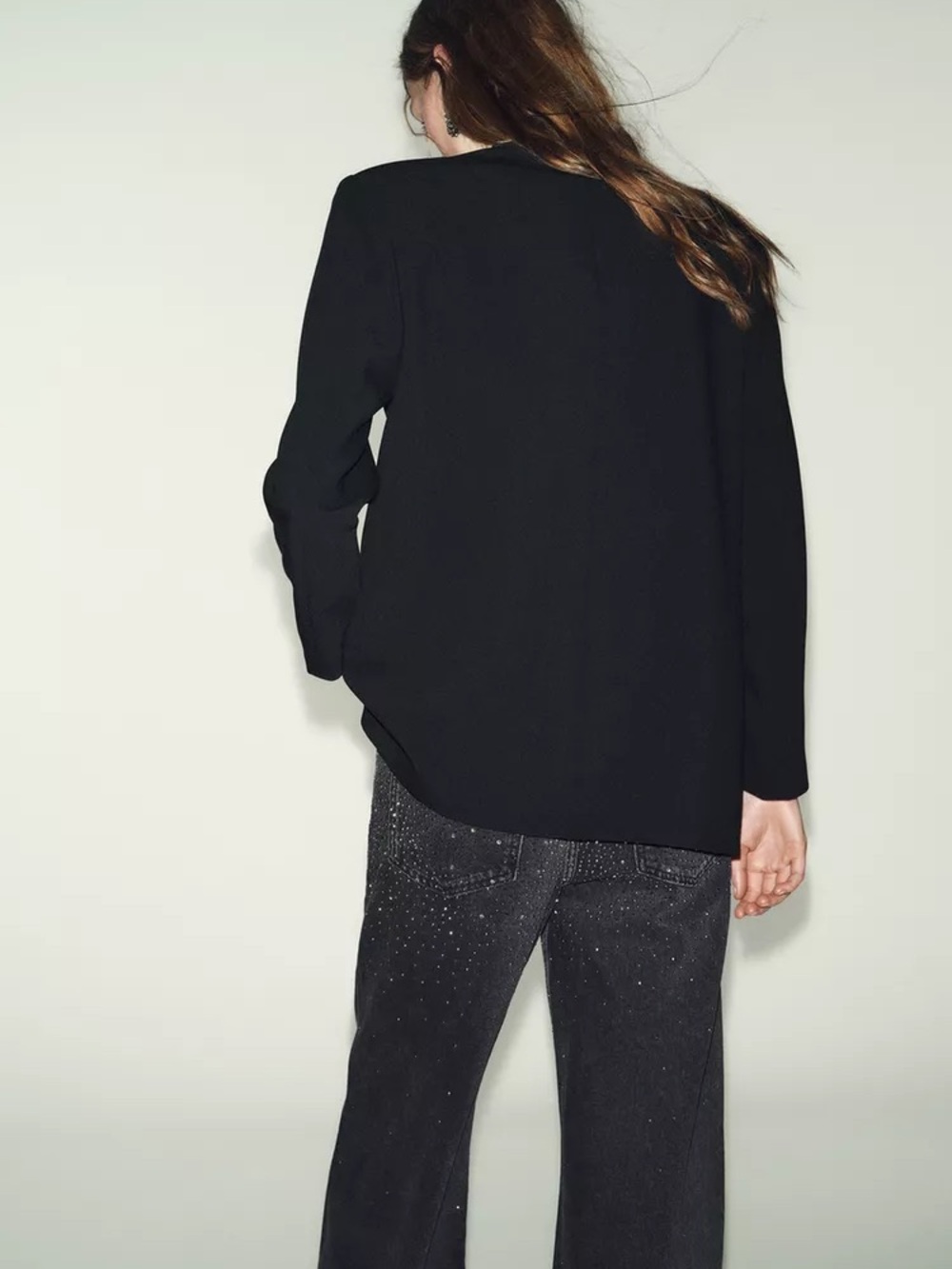Zara Oversized Double-Breasted Blazer - Black - Picture 3 of 6